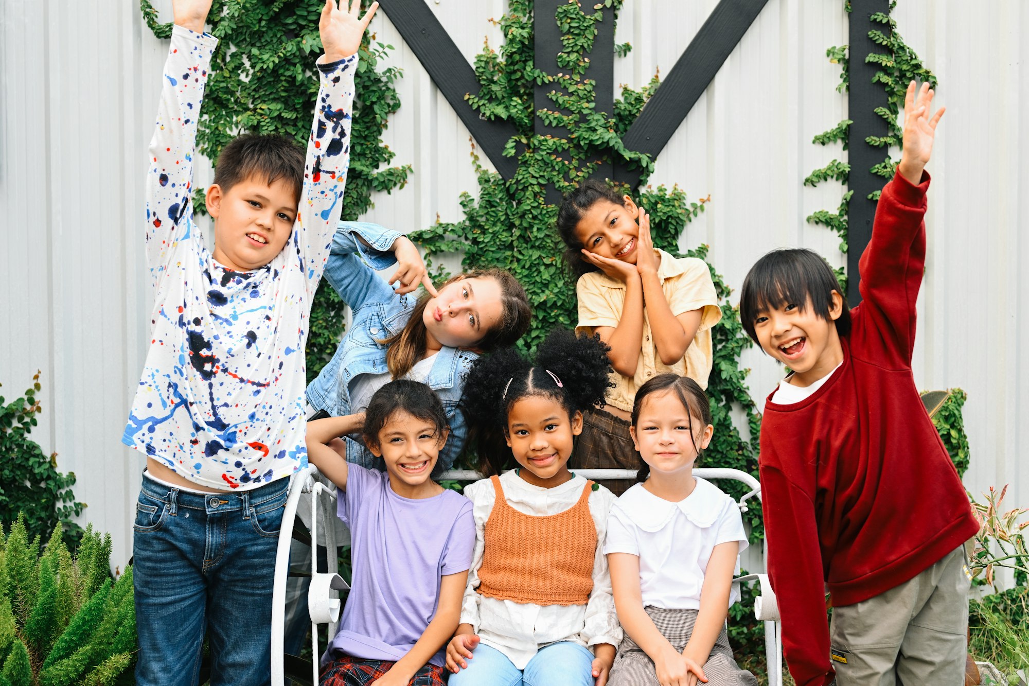 Group of diverse children at school, Happy kids portrait