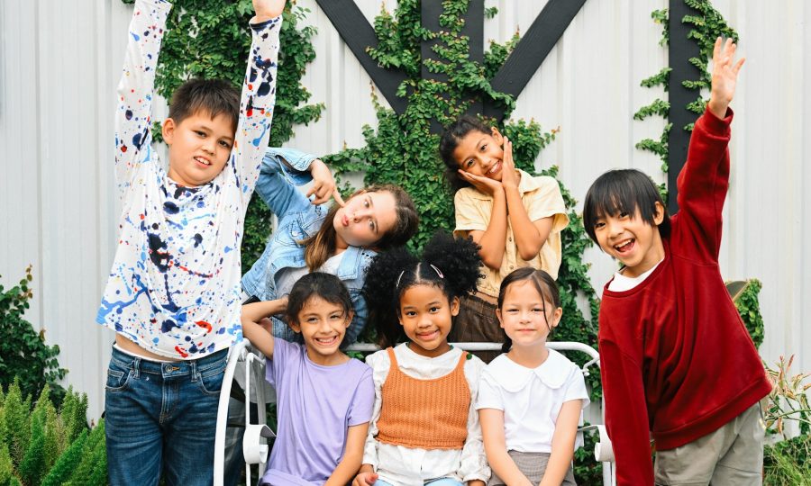 Group of diverse children at school, Happy kids portrait